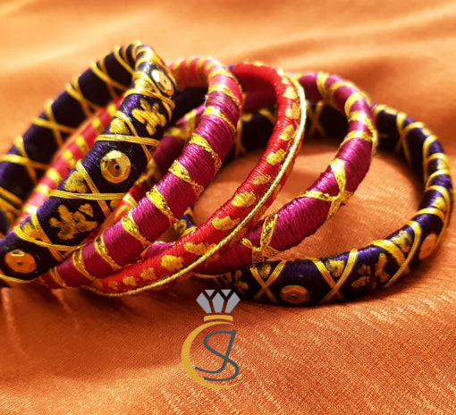 Trendy Hand Made Multi Color Bangles Set